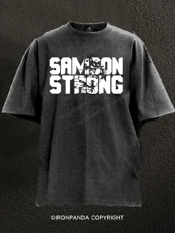 T-Shirt-Daily-Wear-Samson Strong Washed Gym Shirt