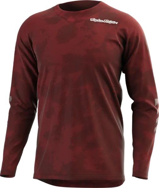 Long-Sleeve-Warm-Troy Lee Designs Skyline Chill Long Sleeve MTB Jersey - Tie Dye Wine - 2023