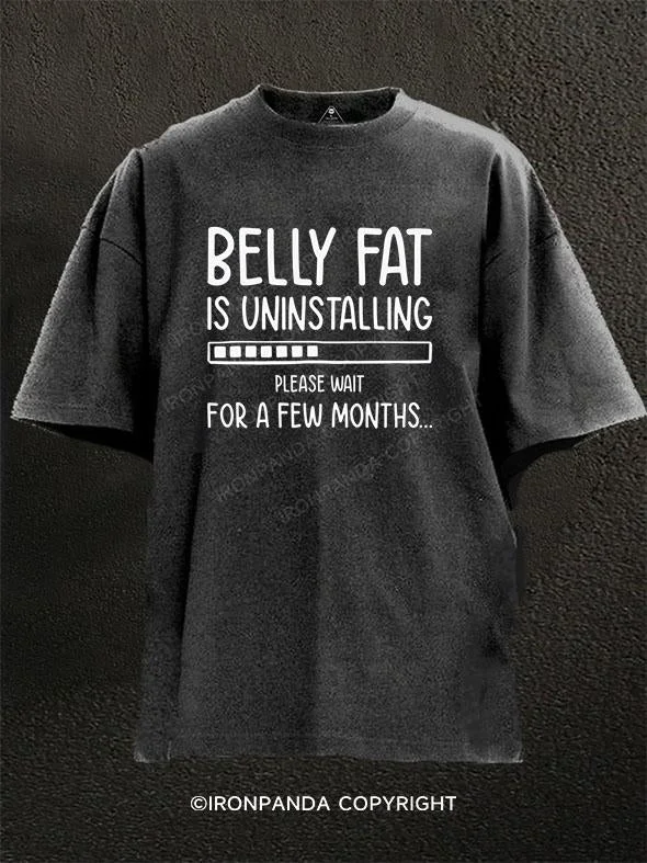 T-Shirt-Henley-Belly Fat IS UNINSTALLING  Washed Gym Shirt