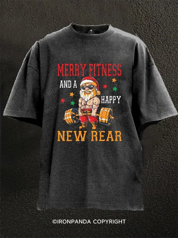 T-Shirt-Red-Merry Fitness Happy New Rear Washed Gym Shirt