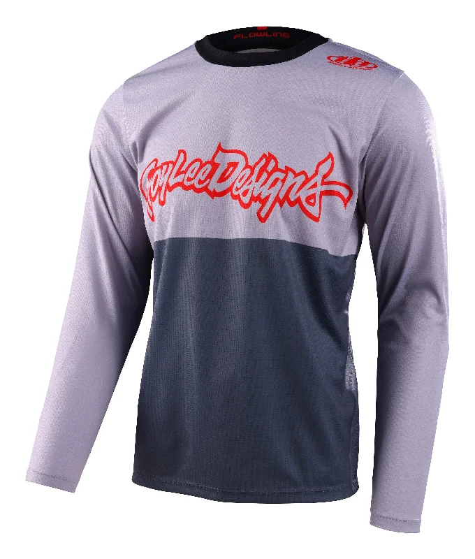 Long-Sleeve-Surfing-Troy Lee Designs Flowline Long Sleeve MTB Jersey - Scripter - Charcoal - 2023