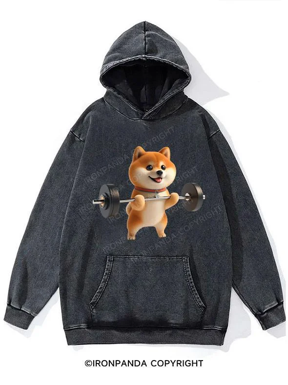 Hoodie-Flex-shiba Weightlifting Washed Gym Hoodie