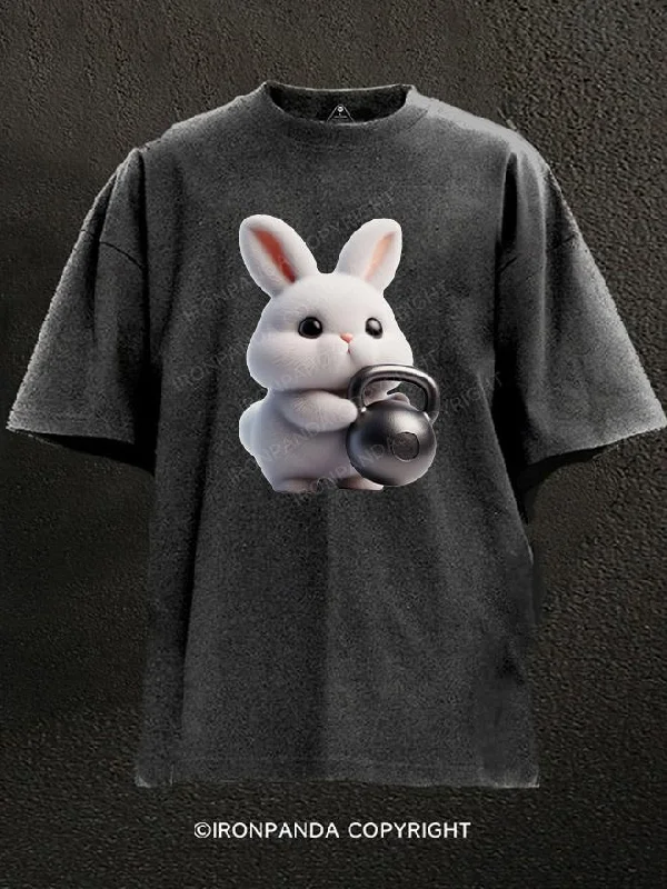 T-Shirt-V-Neck-Kettlebell rabbit Washed Gym Shirt