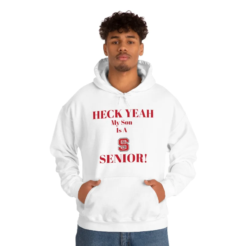 Hoodie-Orange-Heck Yeah My Son is A NC State Senior Unisex Heavy Blend™ Hooded Sweatshirt