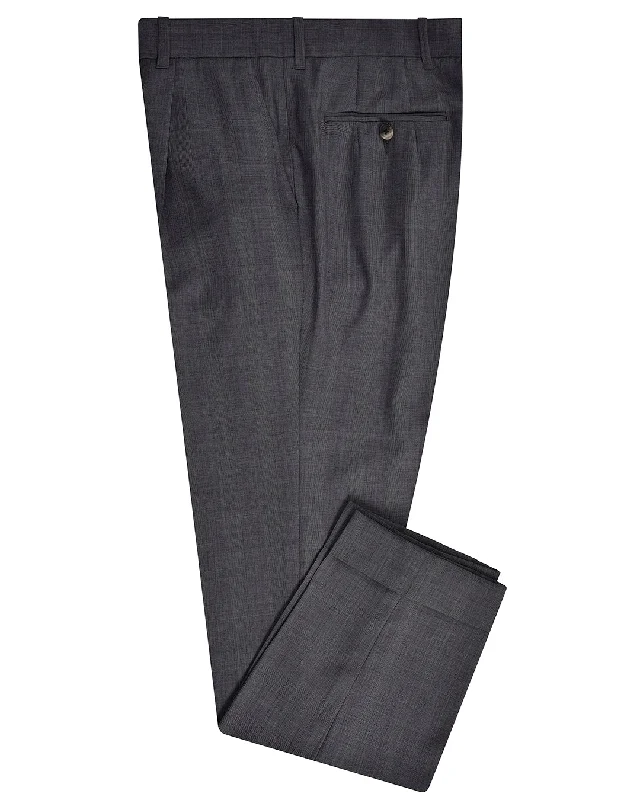 Pants-Chino-Easycare Wool: Grey Prince of Wales