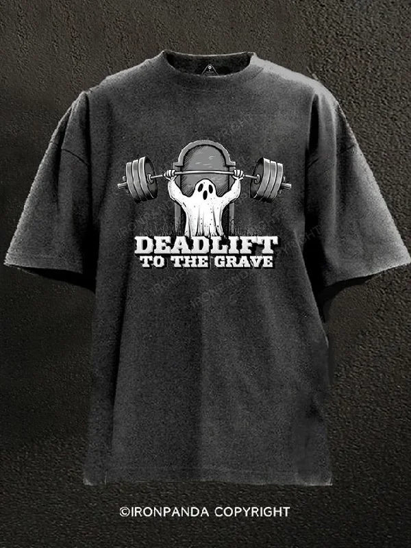 T-Shirt-Long-Sleeve-DEADLIFT TO THE CRAVE Washed Gym Shirt