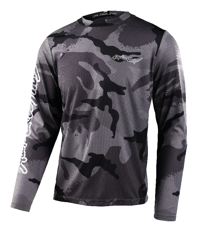 Long-Sleeve-Athletic-Troy Lee Designs Flowline Long Sleeve MTB Jersey - Cams - Carbon - 2023