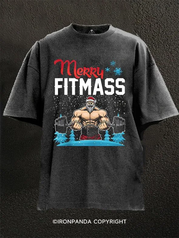 T-Shirt-Durable-Merry Fitmas Washed Gym Shirt