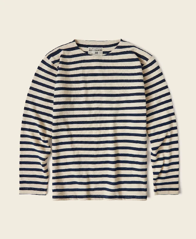 Long-Sleeve-Hooded-Breton Stripe Long Sleeve T-Shirt