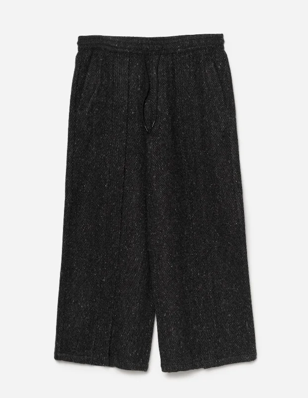 Pants-Streetwear-5334 Wool Hakama Track Pants Black