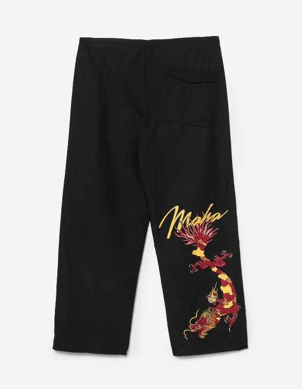 Pants-Yellow-5246 Tour Dragon Map Loose Snopants Black