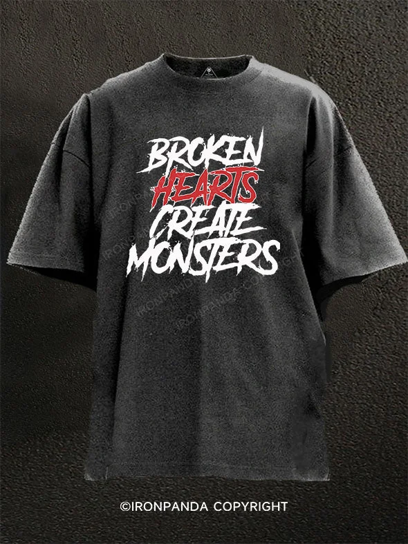 T-Shirt-Movie-Theme-Broken Hearts Create Monsters Washed Gym Shirt