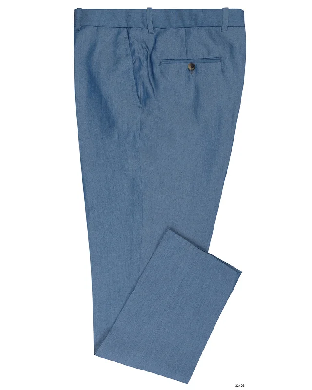 Pants-Training-Blue Plain Cotton Pants