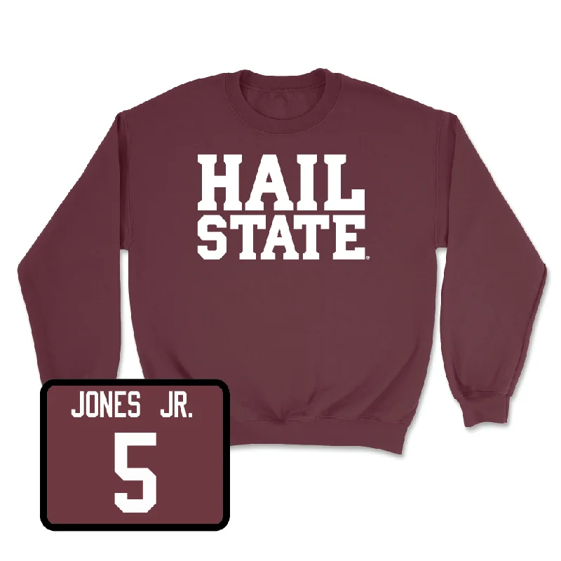 Long-Sleeve-Designer-Maroon Men's Basketball Hail Crew - Shawn Jones Jr.