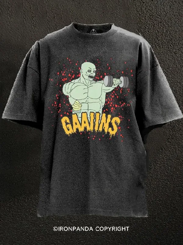 T-Shirt-Funny-Zombie Gains Washed Gym Shirt