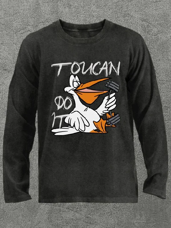 Long-Sleeve-Cropped-toucan do it Washed Gym Long Sleeve Shirt