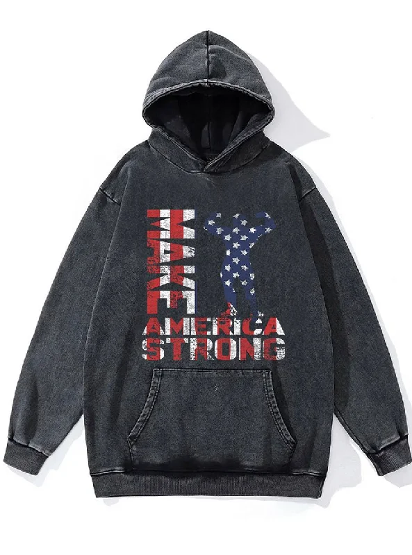 Hoodie-Brown-Make America Strong Washed Gym Hoodie