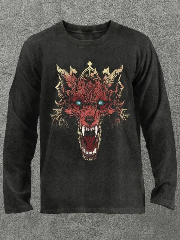 Long-Sleeve-Oversized-fierce wolf Washed Gym Long Sleeve Shirt