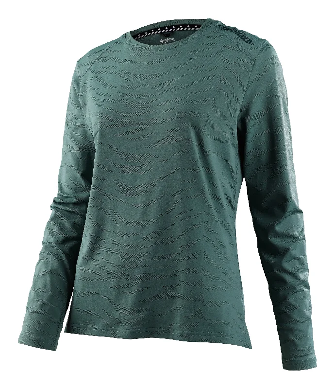 Long-Sleeve-Sportswear-Troy Lee Designs Lilium Long Sleeve MTB Jersey - Womens - Tiger Jaquard - Steel Green