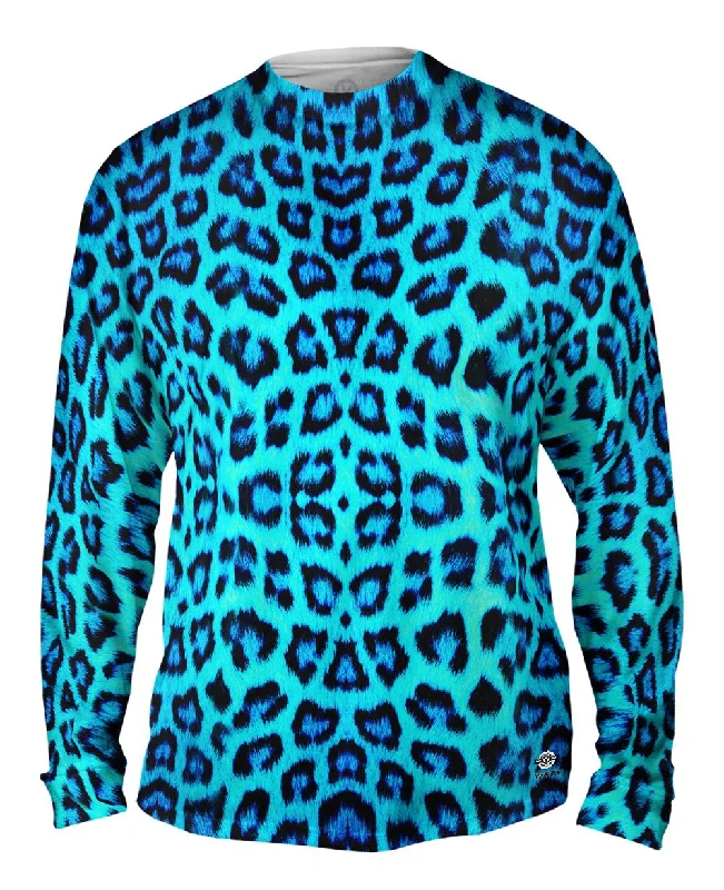 Long-Sleeve-Recycled-Neon Blue Leopard Animal Skin