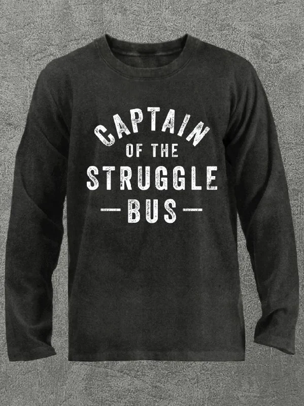 Long-Sleeve-Loose-Fit-Captain of The Struggle Bus Washed Gym Long Sleeve Shirt