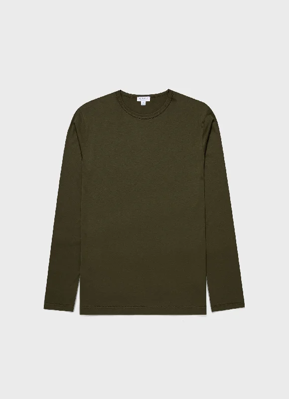 T-Shirt-Breathable-Men's Long Sleeve Classic T-shirt in Pine Green