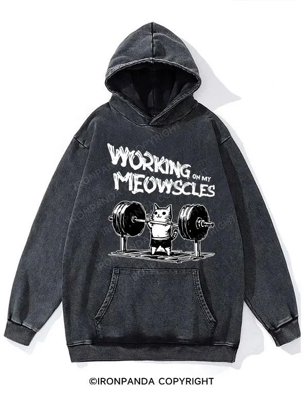 Hoodie-Skateboarding-Working on My Meowscles Washed Gym Hoodie