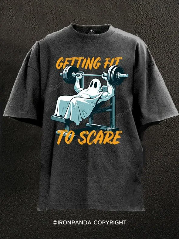 T-Shirt-Beige-getting fit to scare Washed Gym Shirt