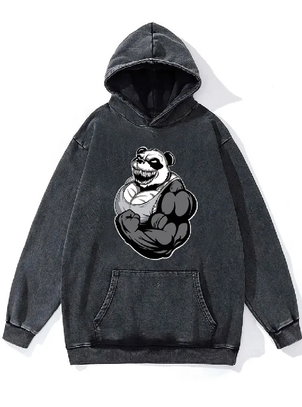 Hoodie-Minimalist-muscular panda Washed Gym Hoodie