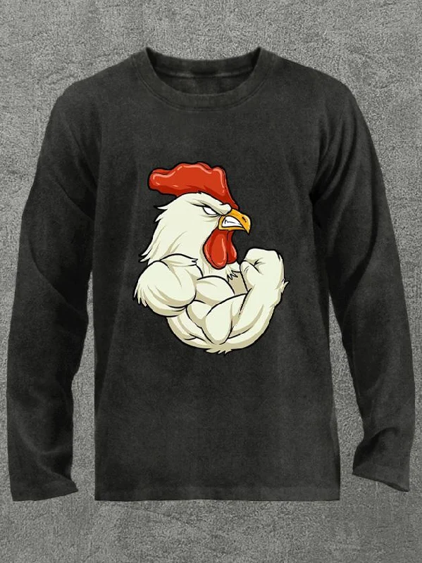 Long-Sleeve-Polka-Dot-rooster at the gym Washed Gym Long Sleeve Shirt