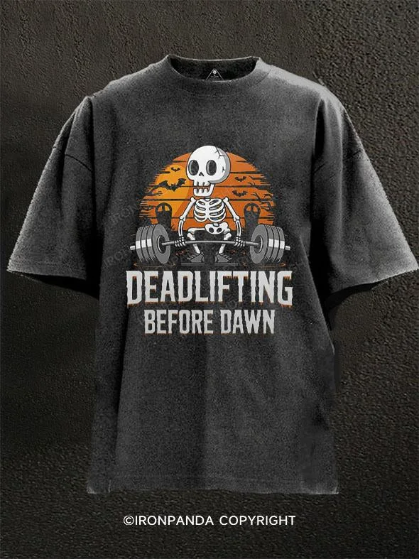 T-Shirt-Hiking-DEADLIFTING BEFORE DAWN Washed Gym Shirt