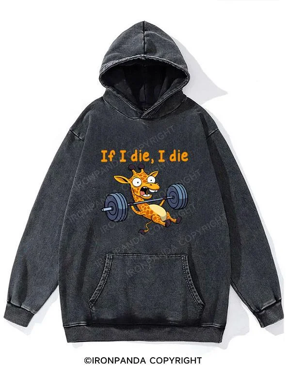 Hoodie-High-Quality-If I die I die giraffe Washed Gym Hoodie