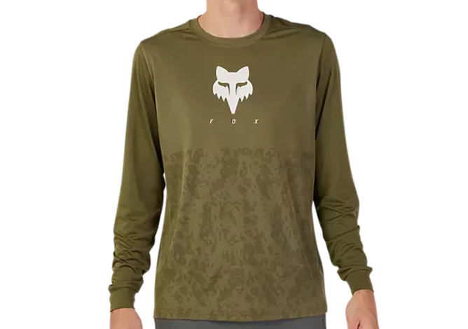 Long-Sleeve-Organic-Fox Racing Ranger Tru Dri Long Sleeve MTB Jersey - Olive Green