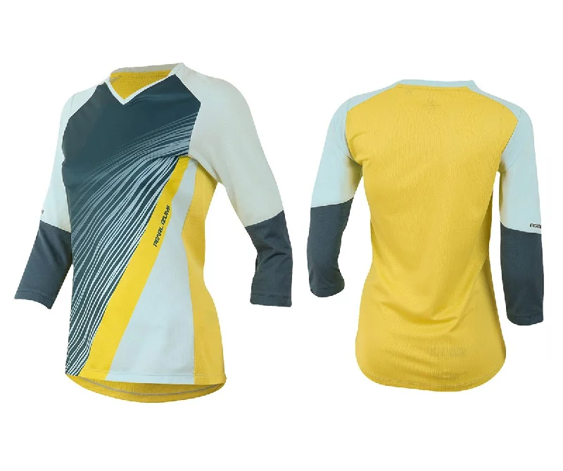 Long-Sleeve-Brown-Pearl Izumi Launch 3/4 Sleeve MTB Jersey - Womens - Skylight-Blue Steel Fracture