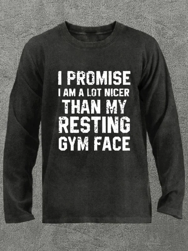 Long-Sleeve-Quick-Dry-nicer than my resting gym face Washed Gym Long Sleeve Shirt