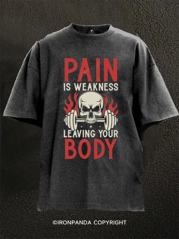 T-Shirt-Purple-Pain is Weakness Leaving Your Body Washed Gym Shirt