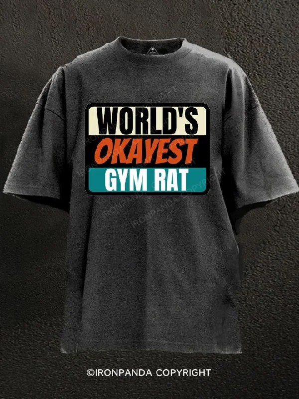 T-Shirt-Logo-World's Okayest Gym Rat Washed Gym Shirt