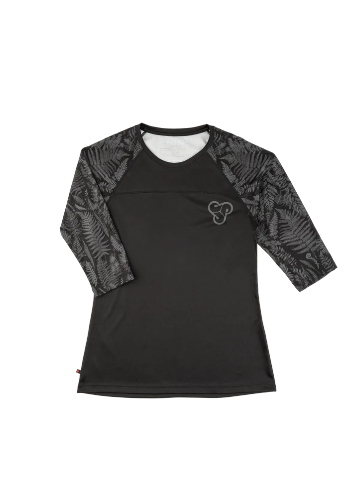 Long-Sleeve-Bamboo-Sombrio Noble 2 3/4 Sleeve MTB Jersey - Womens - Fern Black