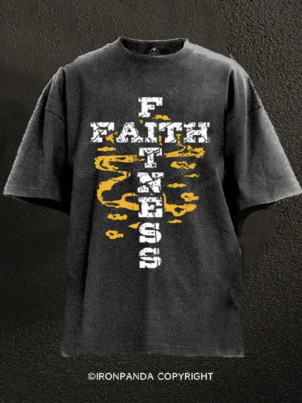 T-Shirt-Embroidery-FAITH FITNESS Washed Gym Shirt