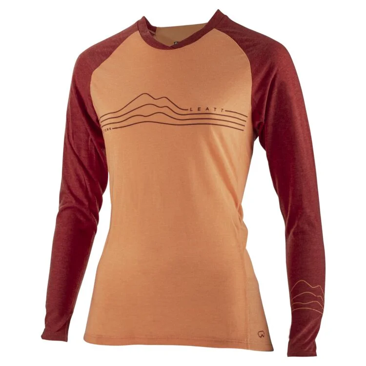 Long-Sleeve-Khaki-Leatt AllMtn 3.0 Long Sleeve MTB Jersey - Womens - Peach - 2023