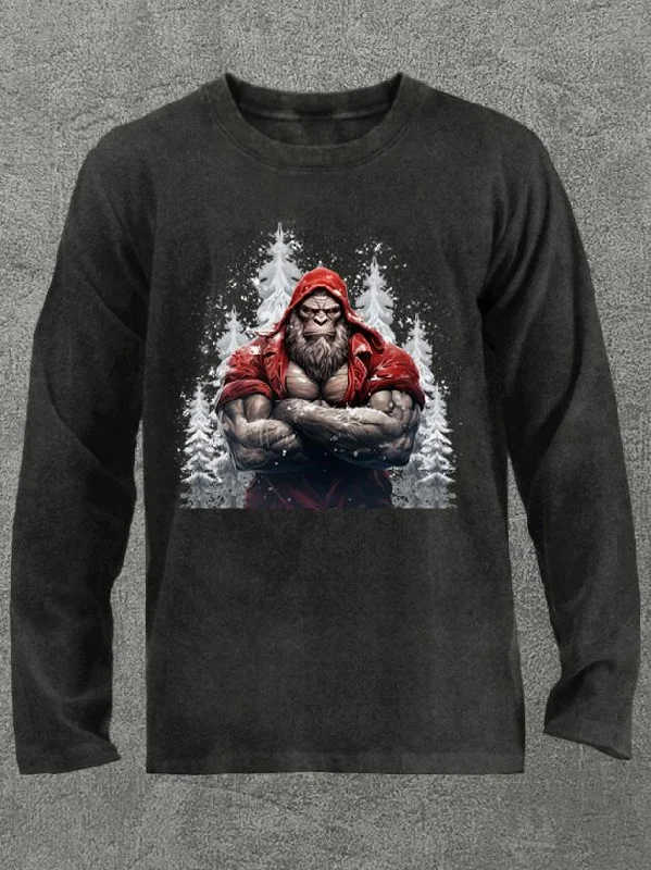 Long-Sleeve-Training-muscle santa gorilla Washed Gym Long Sleeve Shirt