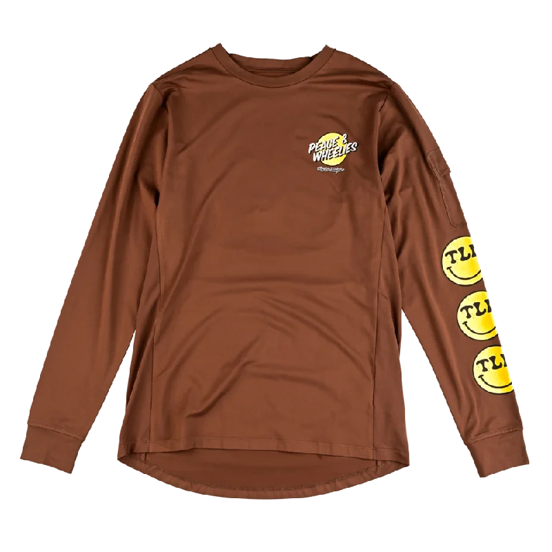 Long-Sleeve-Button-Up-Troy Lee Designs Ruckus Long Sleeve Ride Tee - Wheelies - Chocolate