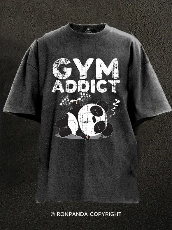 T-Shirt-Grey-gym addict Washed Gym Shirt