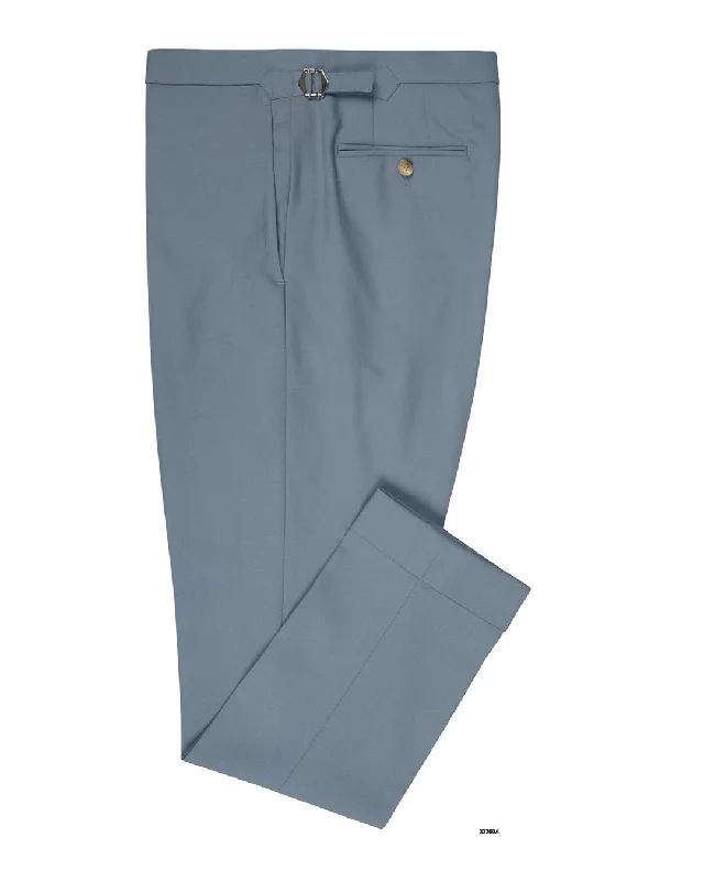 Pants-Washable-Dugdale Fine Worsted Pant - Light Blue Plain