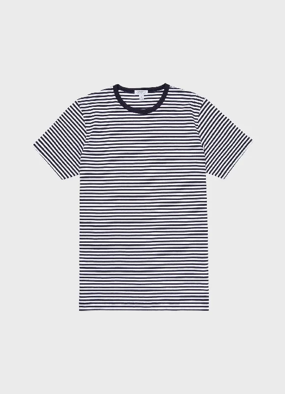 T-Shirt-Daily-Wear-Men's Classic T-shirt in Navy/White English Stripe