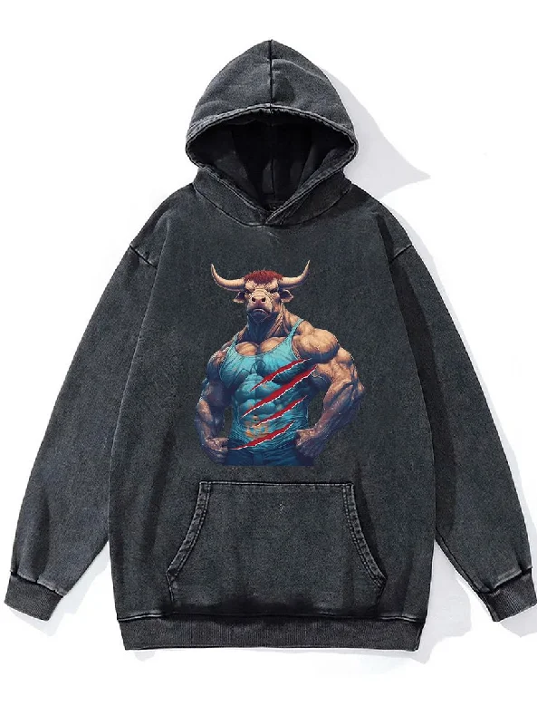 Hoodie-Adventure-muscle tauren Washed Gym Hoodie