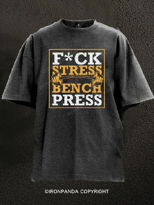 T-Shirt-Organic-fuck stress bench press Washed Gym Shirt