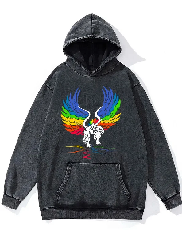 Hoodie-Recycled-we stand our ground unicorn Washed Gym Hoodie