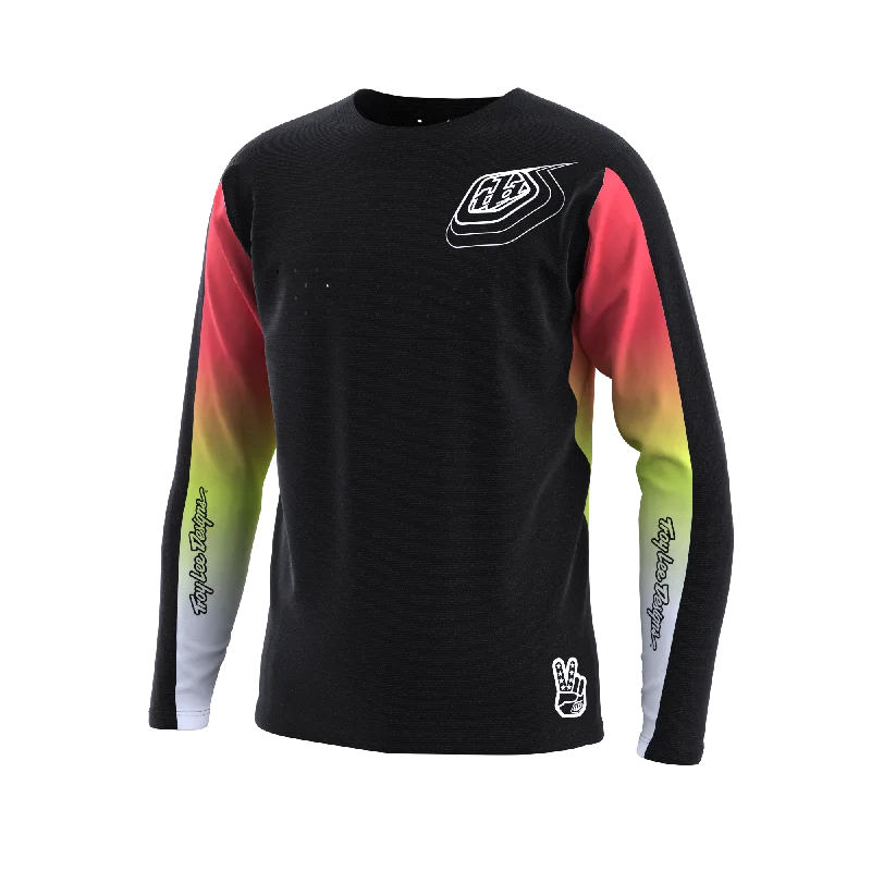 Long-Sleeve-Oversized-Troy Lee Designs Sprint Long Sleeve MTB Jersey - Richter - Youth - Black - 2023