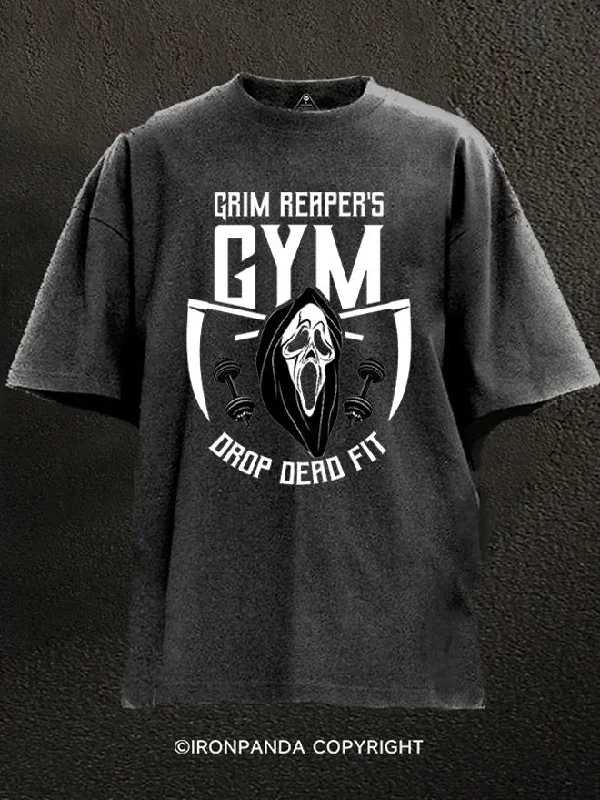 T-Shirt-Raglan-Reaper's Gym Drop Dead Fit Washed Gym Shirt